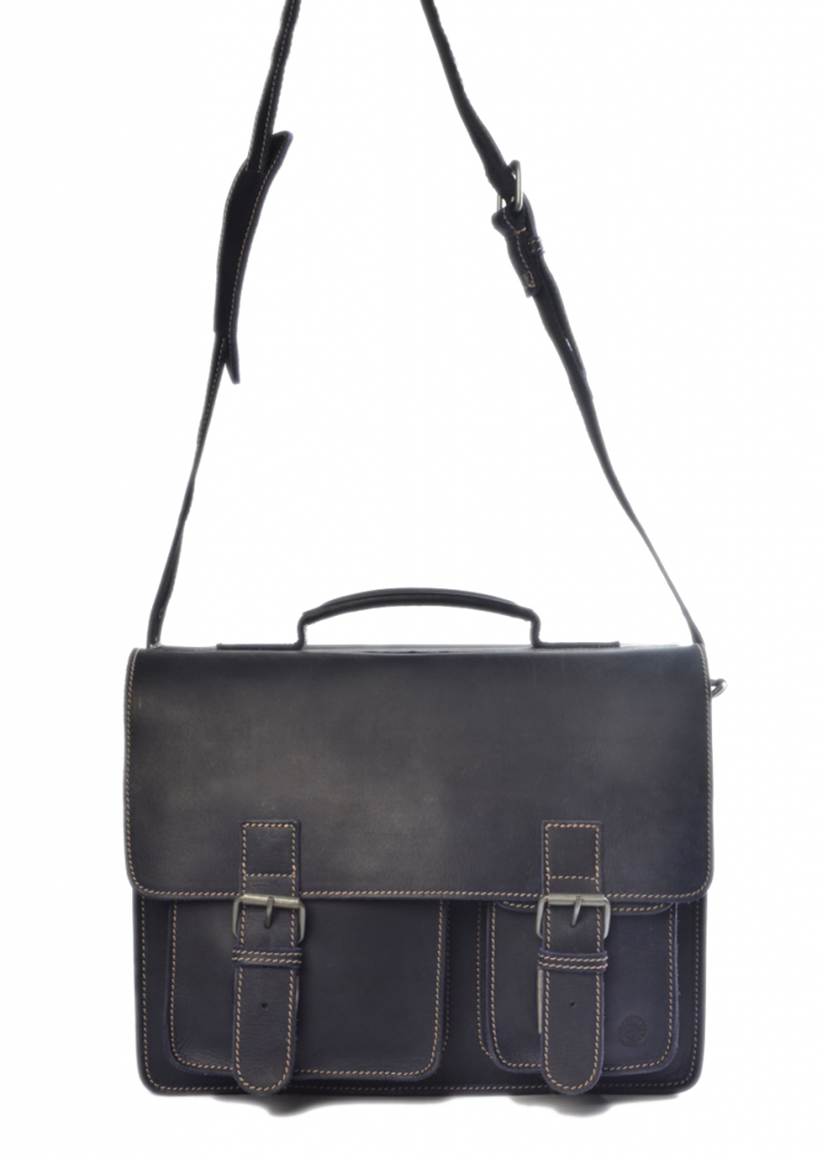 Leder Aktentasche XL Farbe dunkelblau