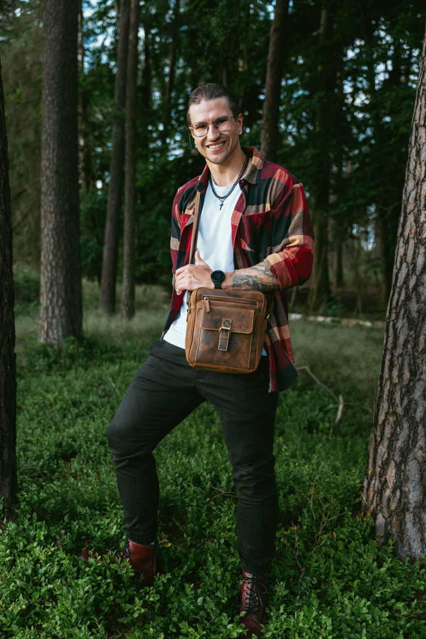 Vintage-Leder Umhängetasche, braun