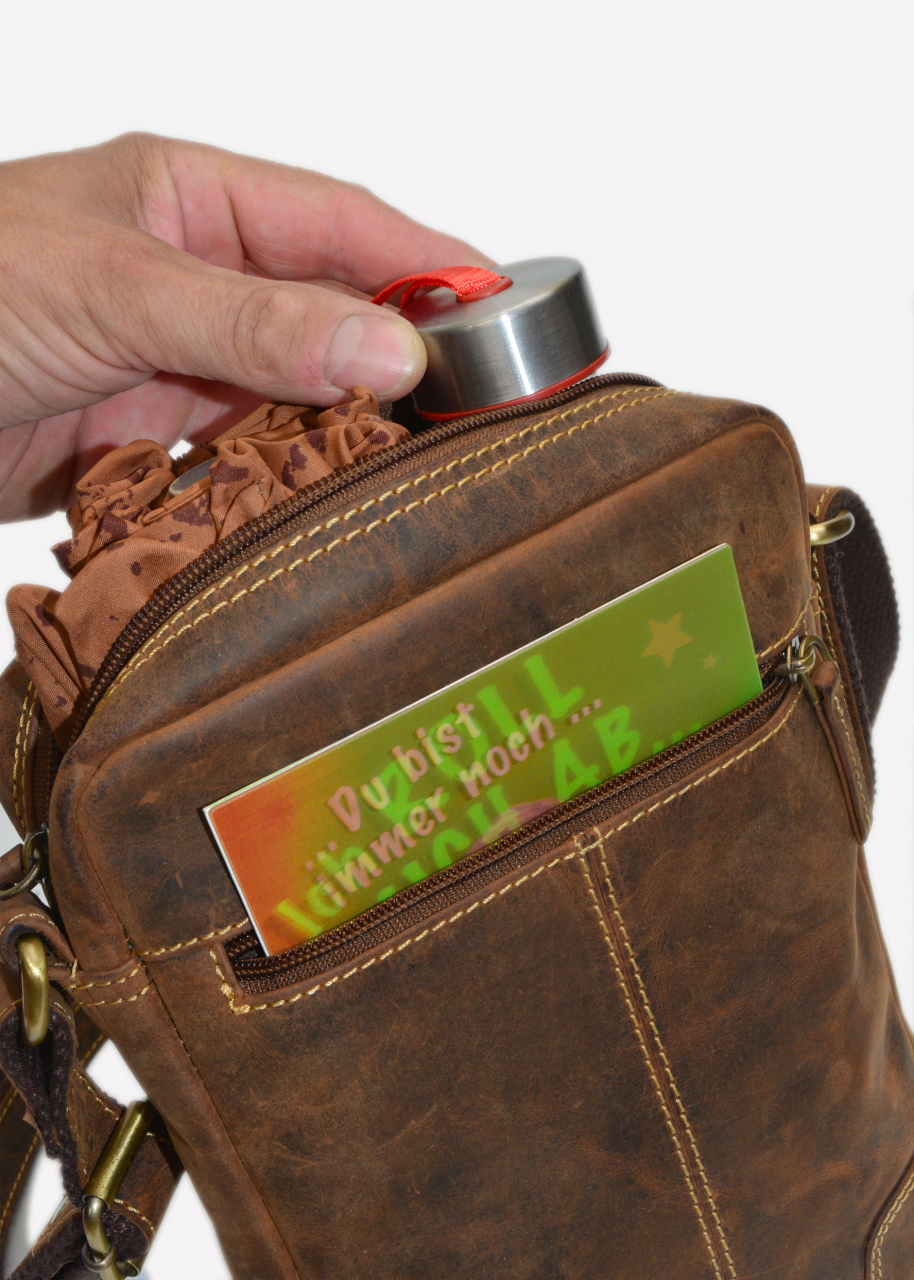 Vintage-Leder Herrentasche klein braun