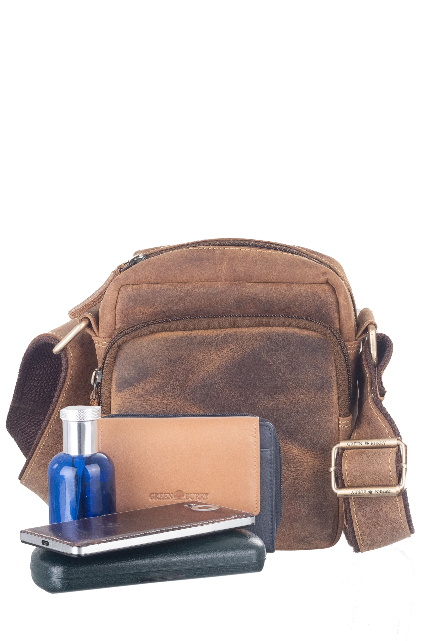 Vintage-Leder Umhängetasche TRAVEL I, braun