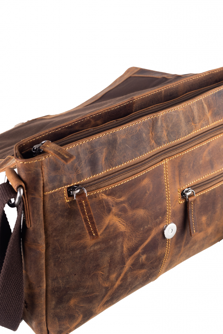 Vintage A4 Umhängetasche brown Leder
