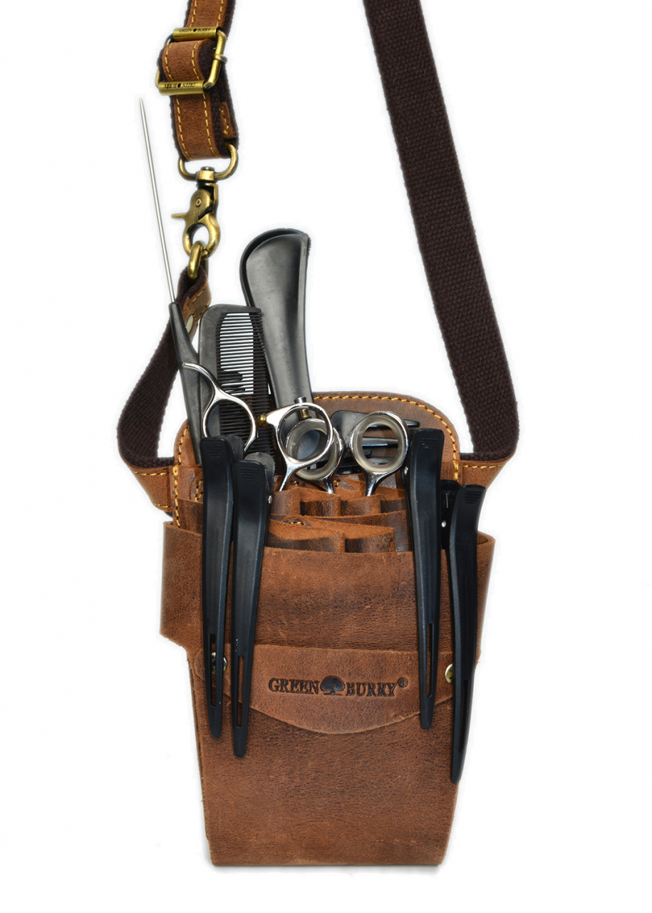 Vintage Friseur Gürteltasche vintage brown Leder