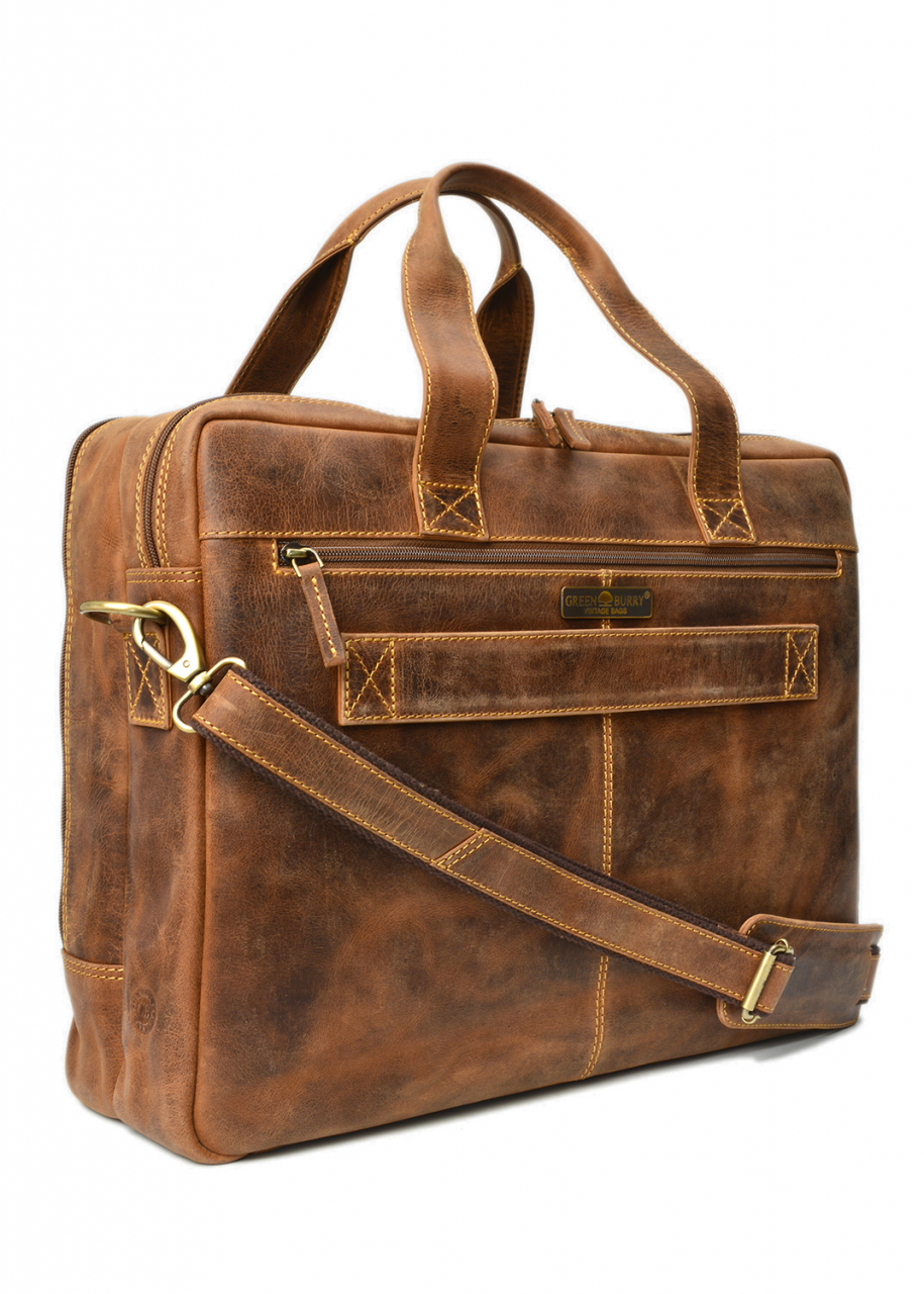 Vintage Business-Mappe für 17 Zoll Laptop Leder