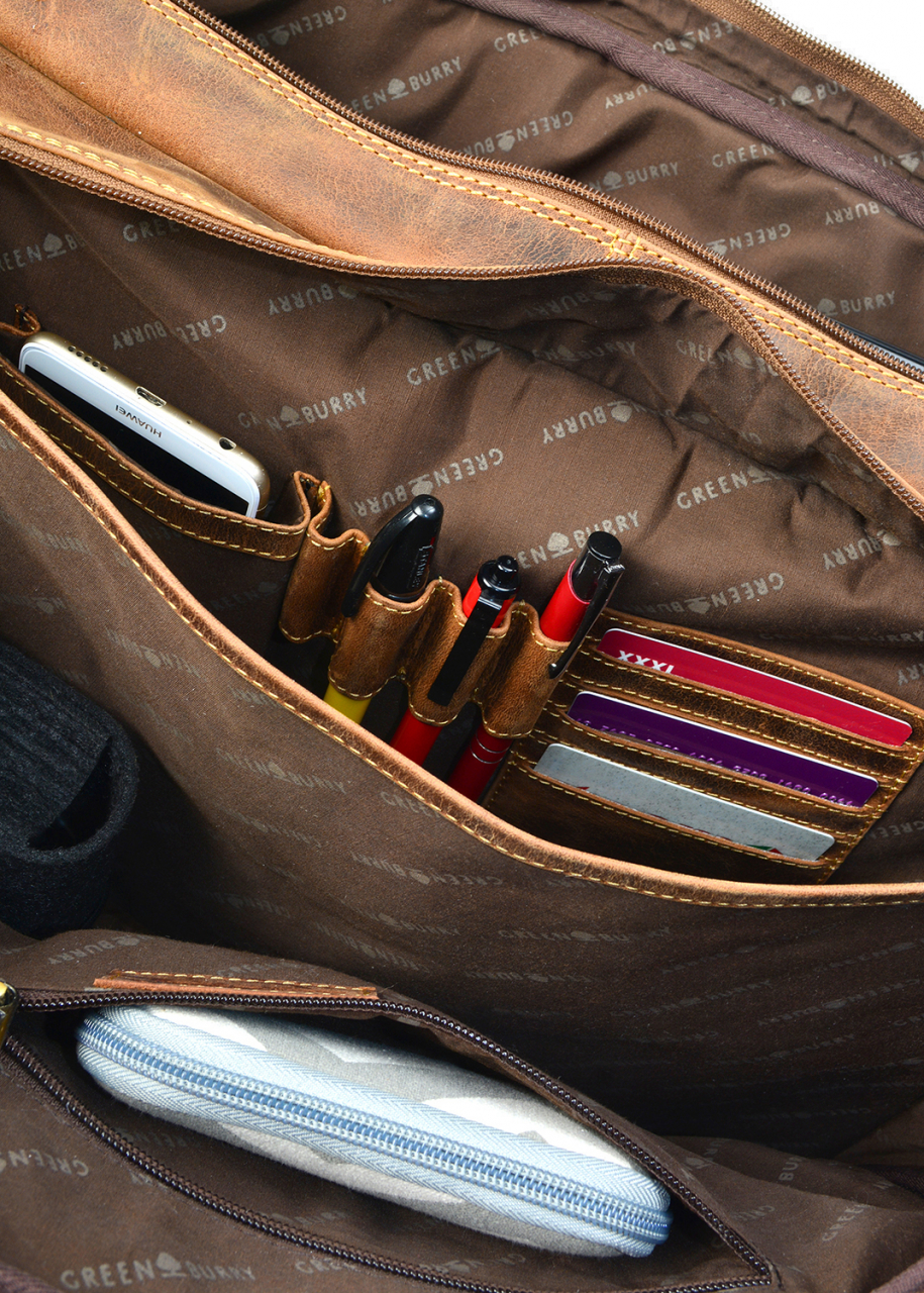 Vintage Business-Mappe für 17 Zoll Laptop Leder