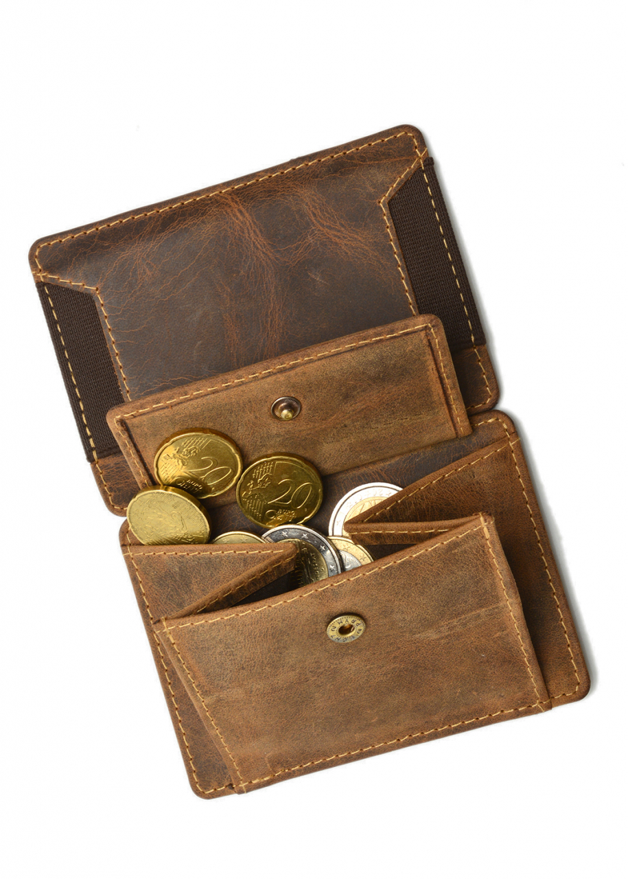 Vintage magic wallet coinpocket RFID Leder