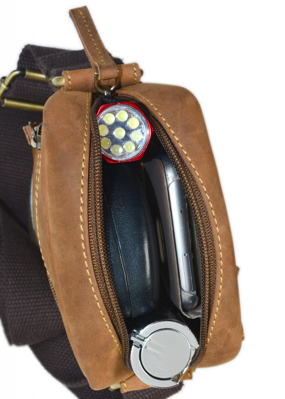 Vintage-Leder Umhängetasche TRAVEL II, braun