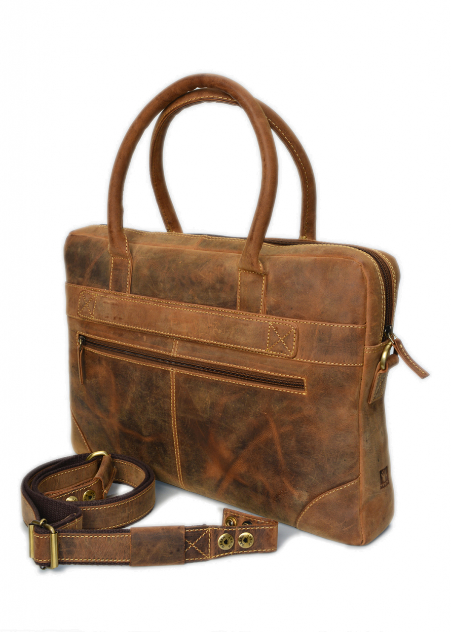 Vintage Laptop case one zip Leder