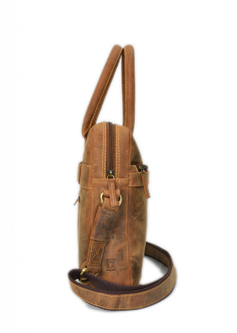 Vintage Laptop case one zip Leder