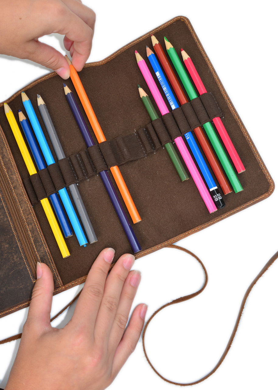 Vintage Stiftemappe brown Leder