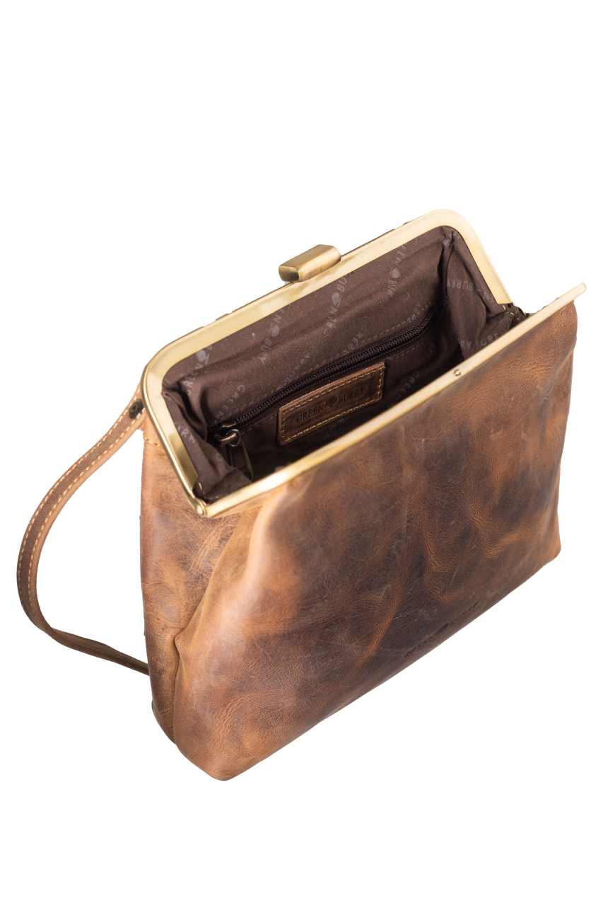 Vintage-Leder Bügeltasche  Clappy  S