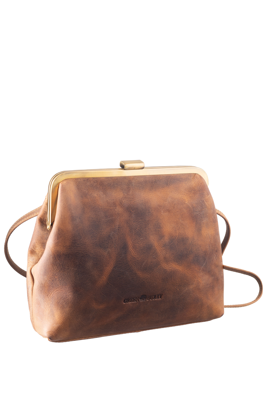 Vintage-Leder Bügeltasche  Clappy  S