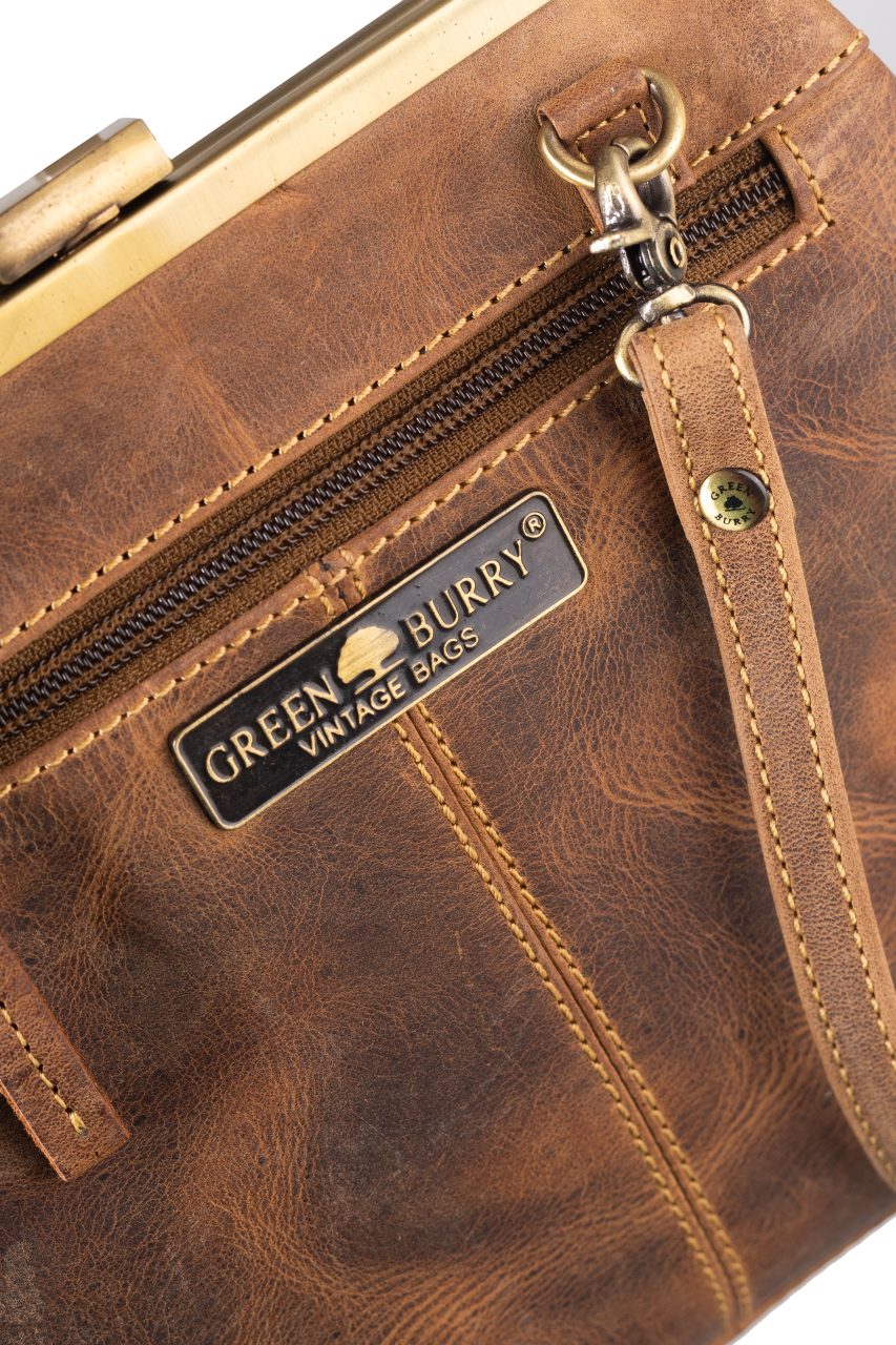 Vintage-Leder Bügeltasche  Clappy  S