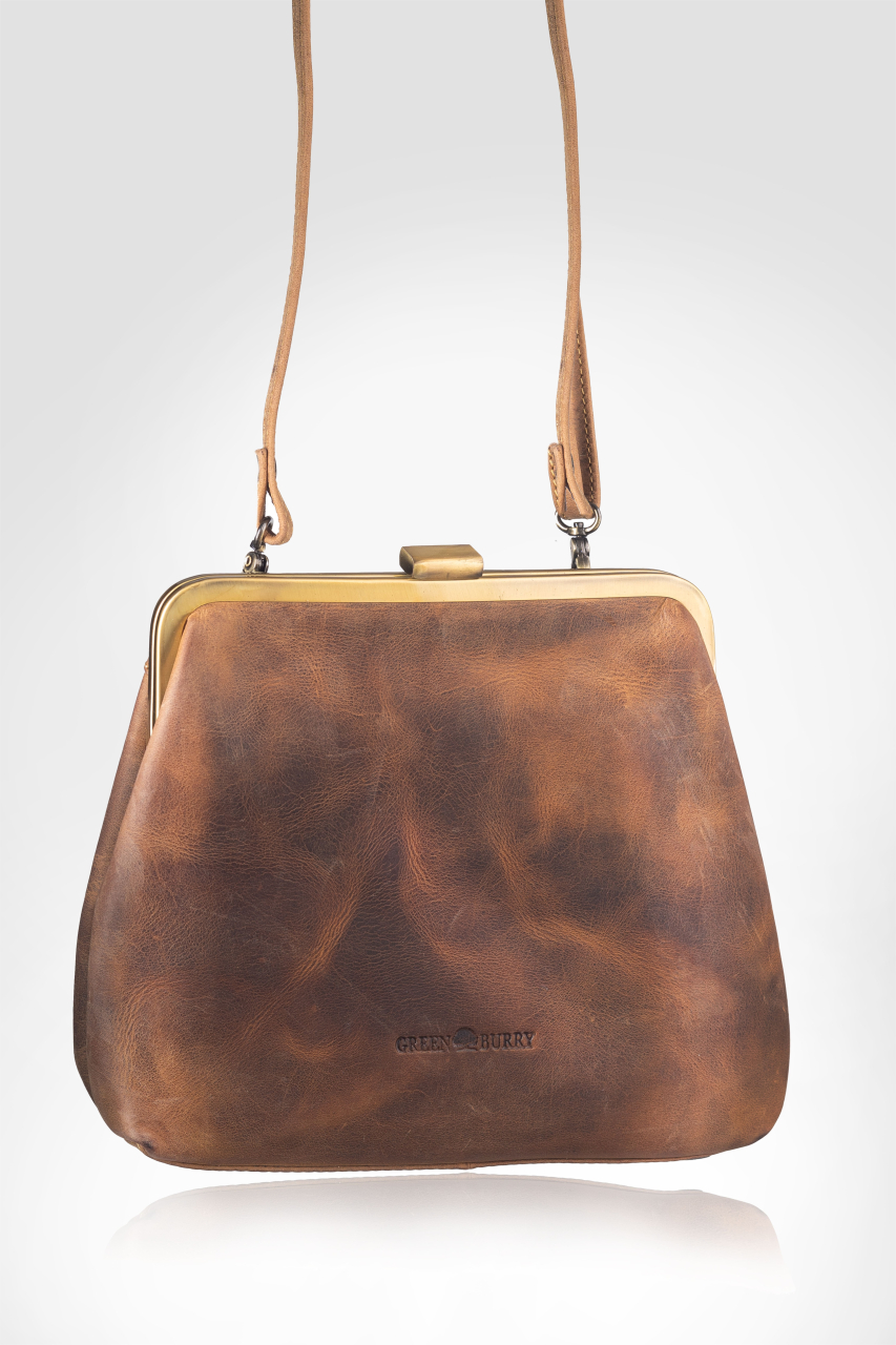 Vintage-Leder Bügeltasche  Clappy  S