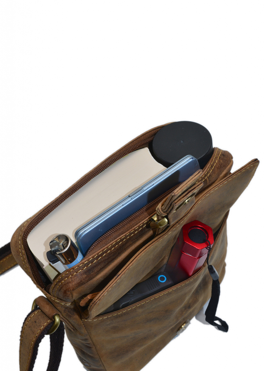 Vintage-Leder Umhängetasche braun