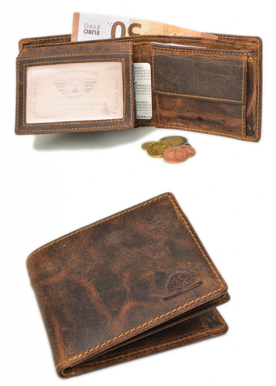 Vintage RV- Scheintasche 2tlg. RFID kurz Leder