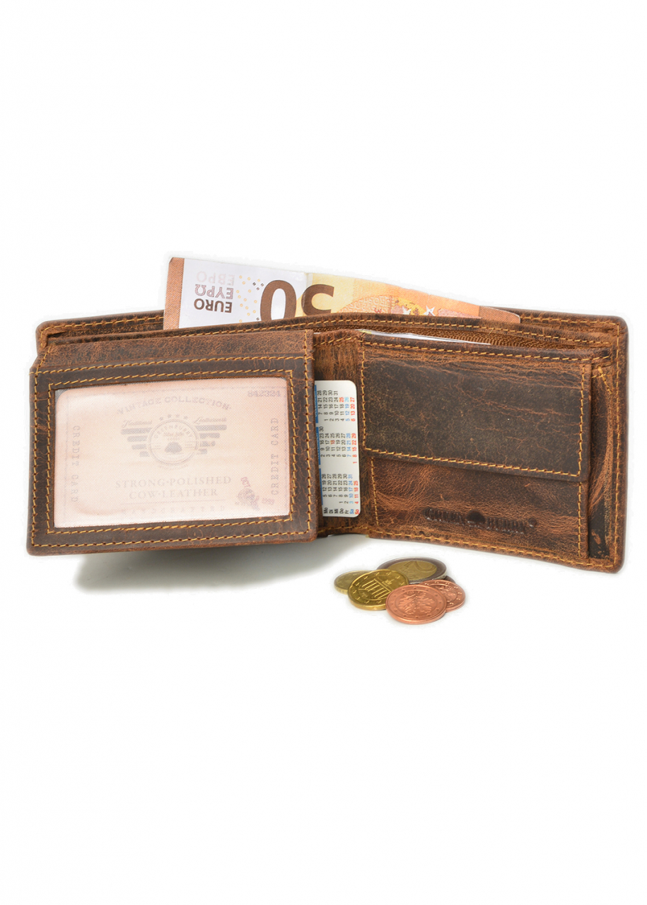 Vintage RV- Scheintasche 2tlg. RFID kurz Leder