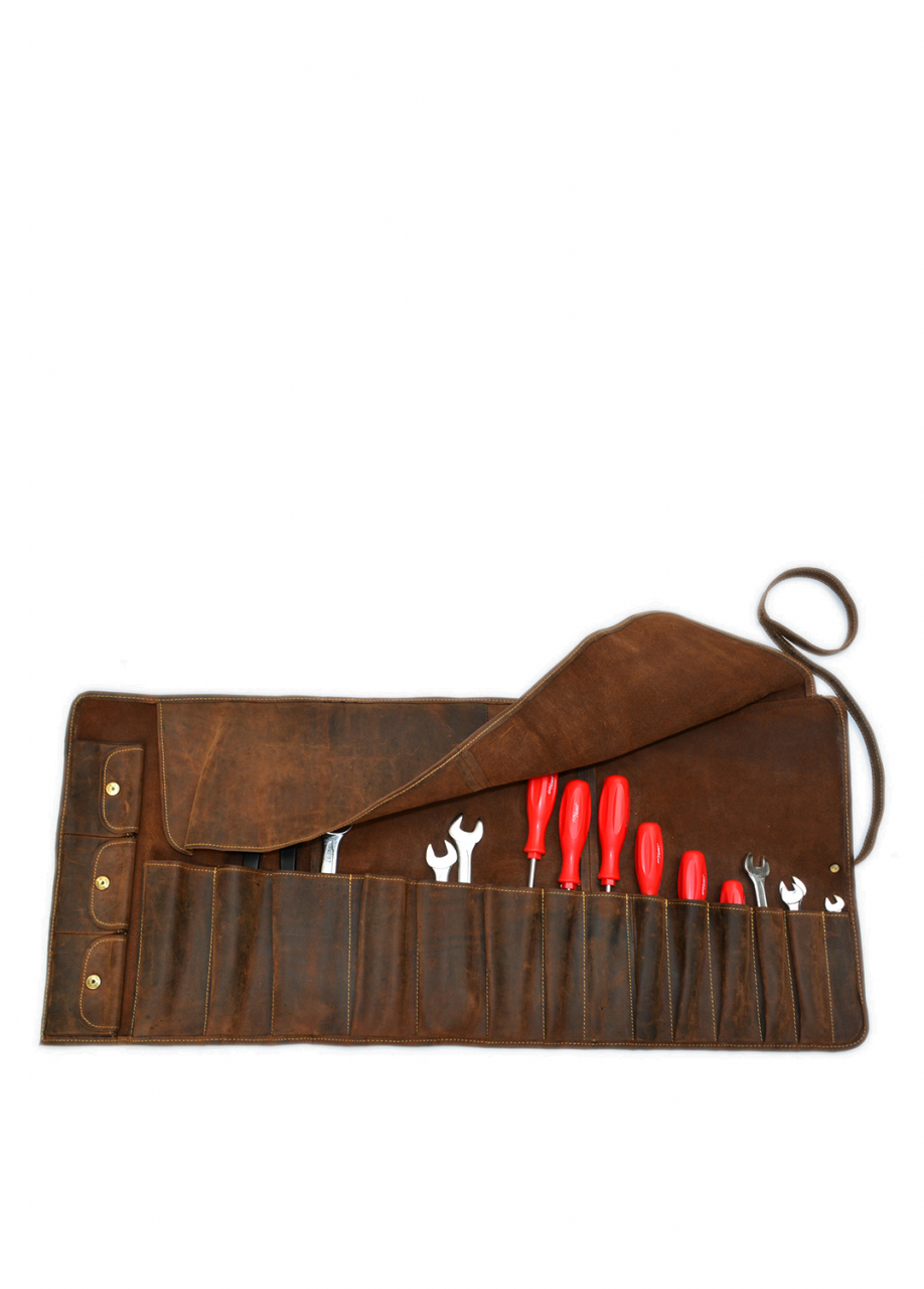 Vintage Werkzeugrolle Leder brown
