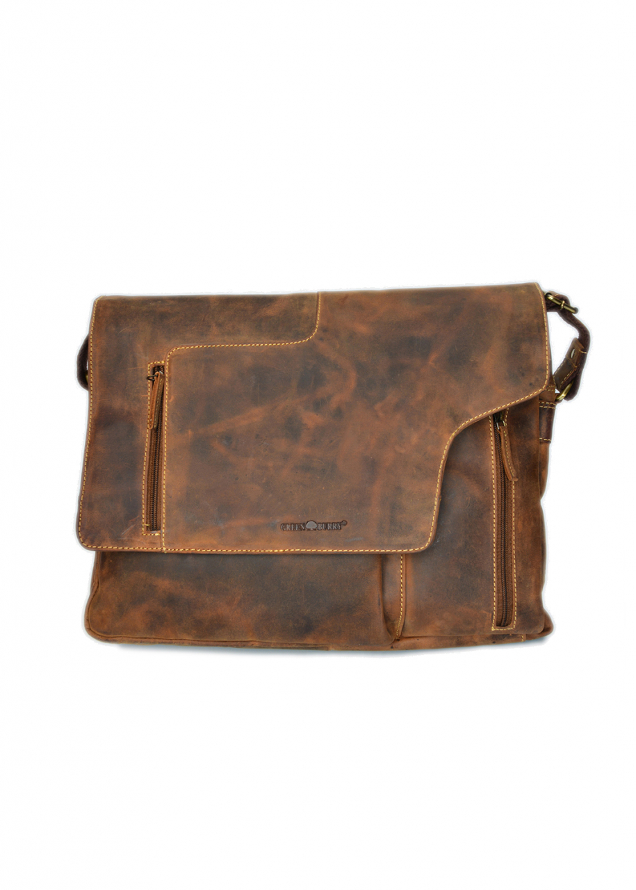 Vintage-Leder-Umhängetasche - Revolver Bag XL, braun