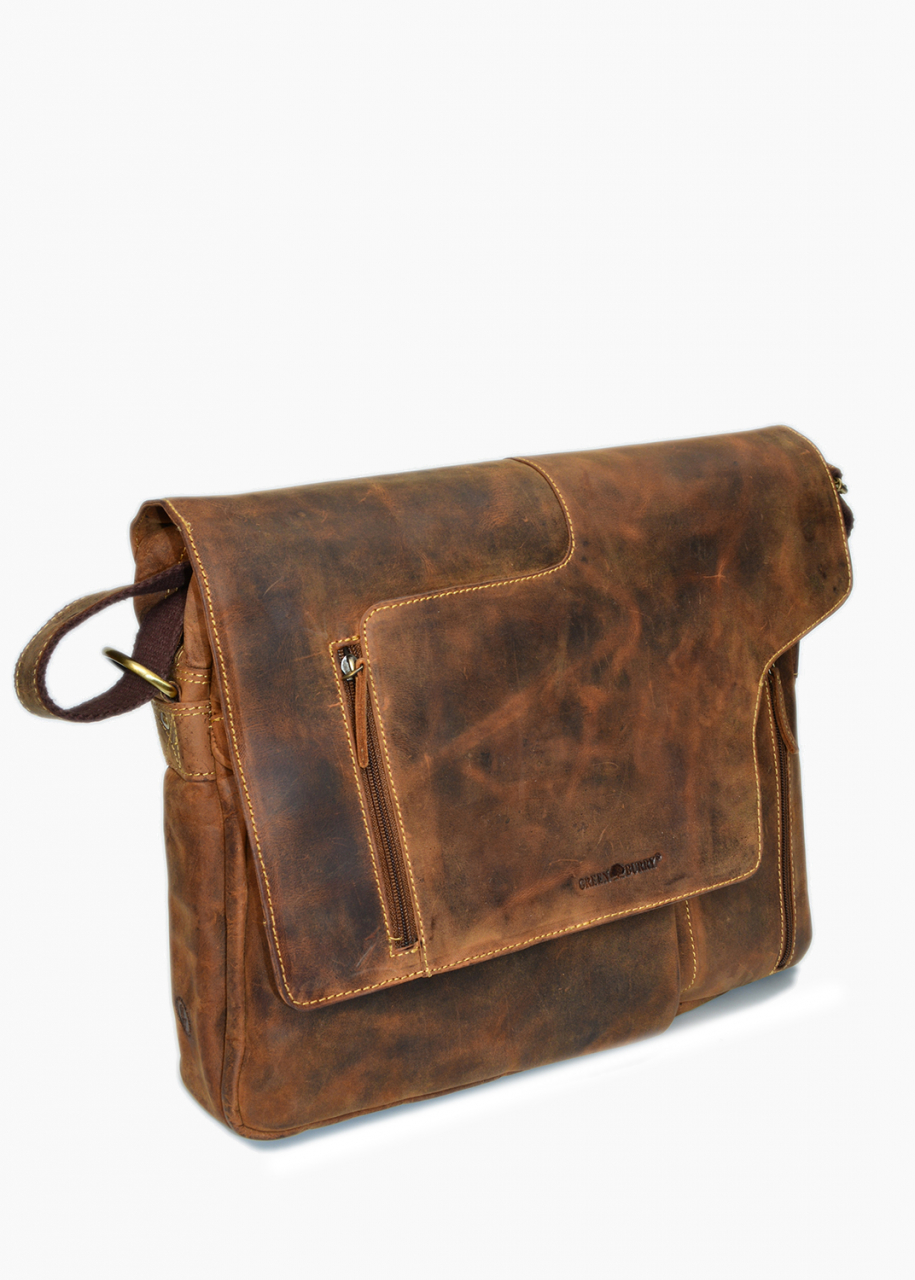 Vintage-Leder-Umhängetasche - Revolver Bag XL, braun