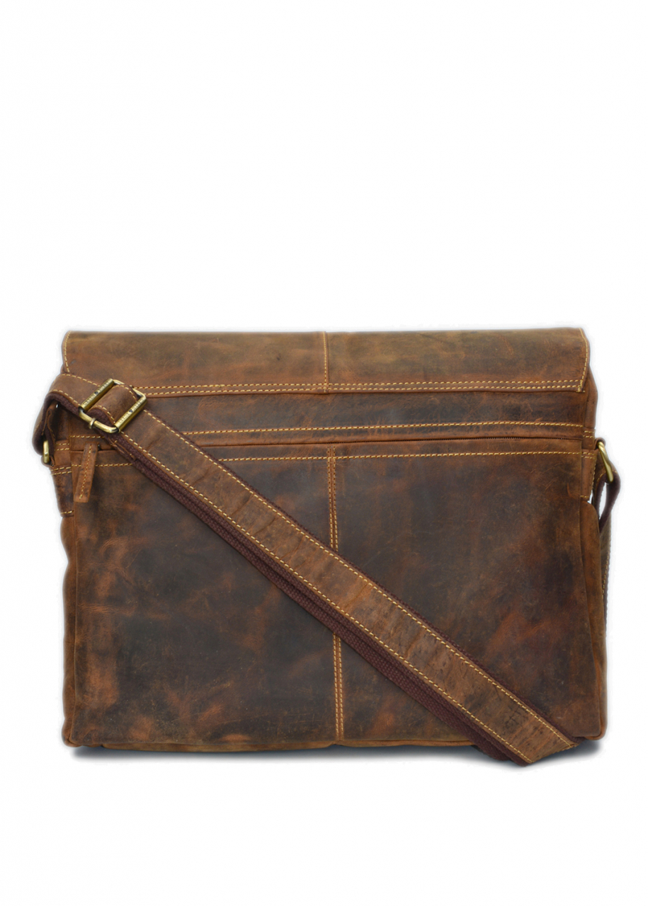 Vintage-Leder-Umhängetasche - Revolver Bag XL, braun