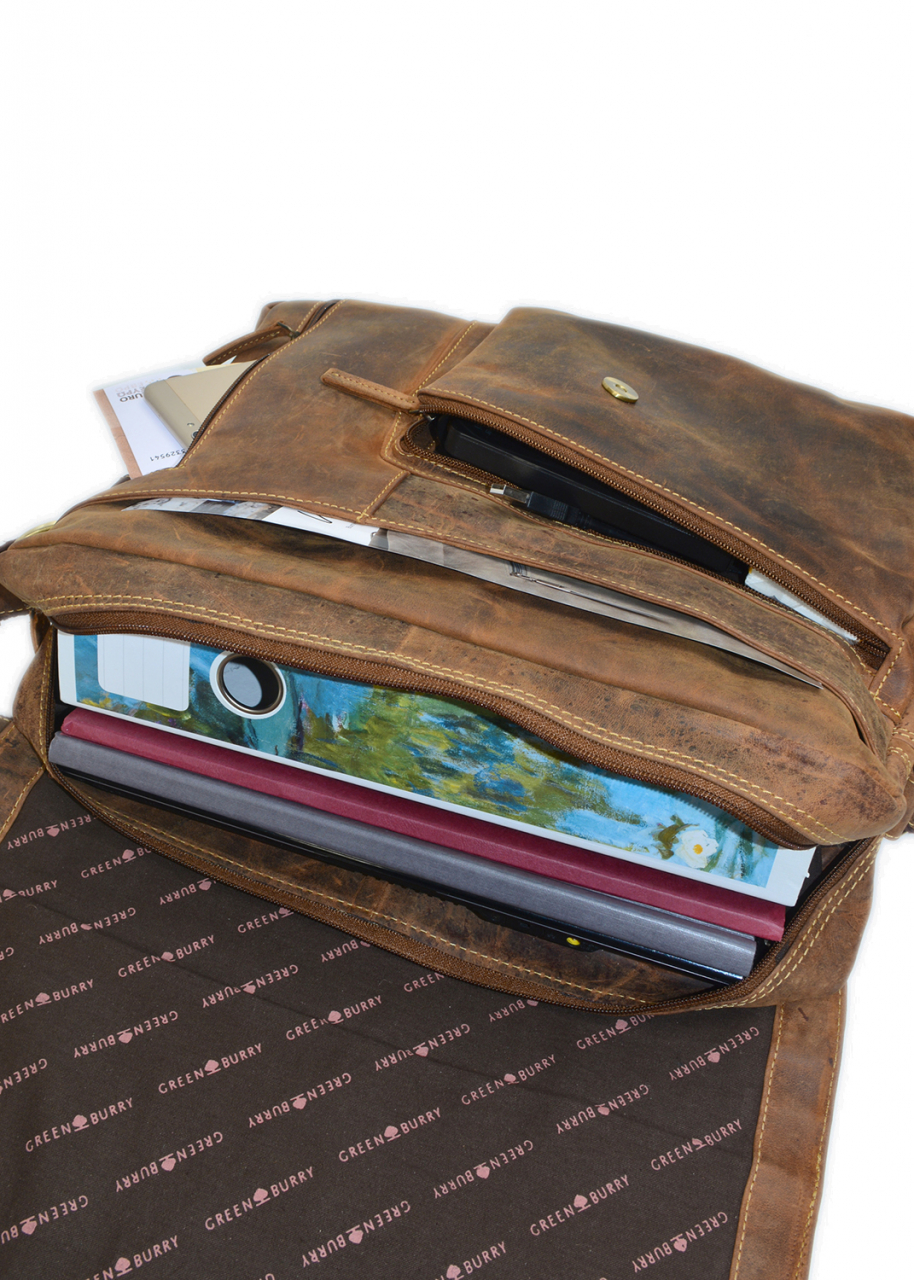 Vintage-Leder-Umhängetasche - Revolver Bag XL, braun