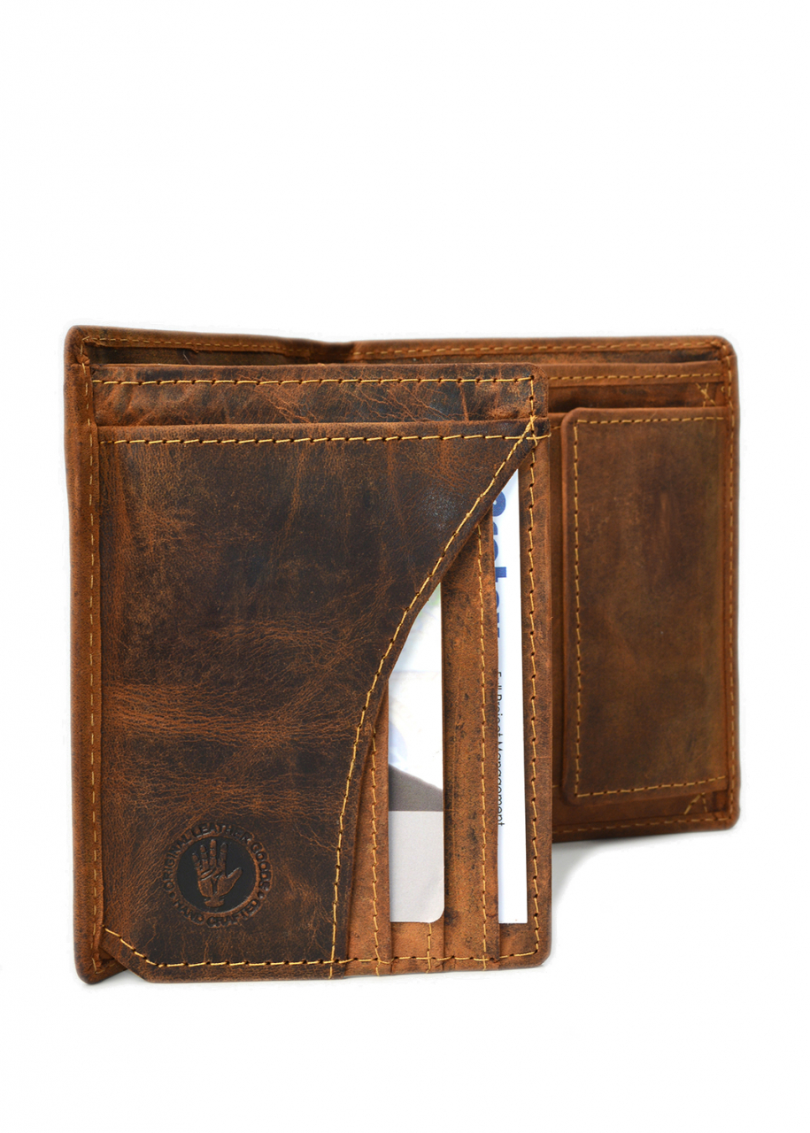 Vintage-Leder Geldbörse Hochformat, braun