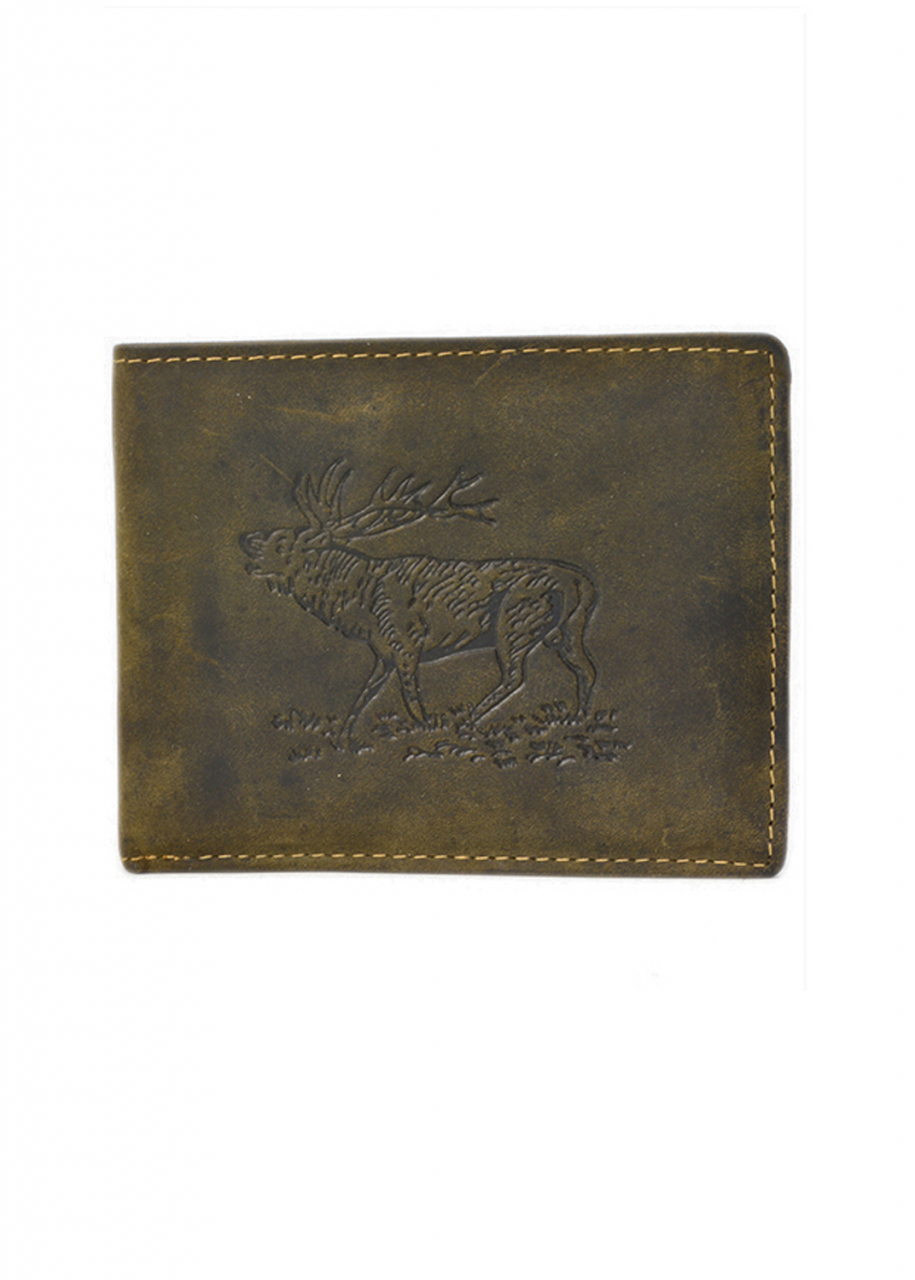 Vintage Scheintasche 2tlg. Hirsch oliv Leder