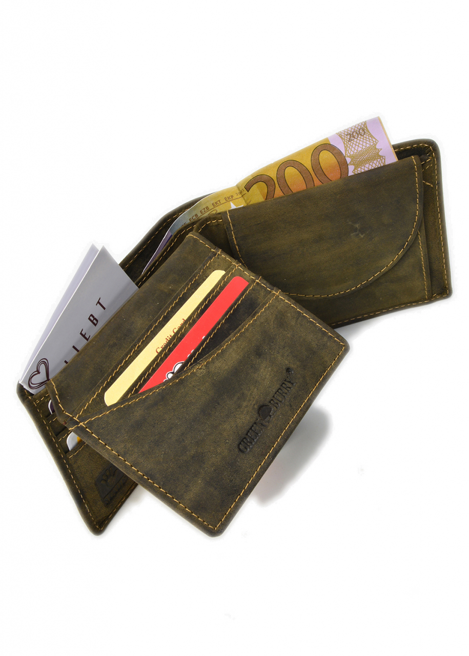 Vintage Scheintasche 2tlg. Hirsch oliv Leder
