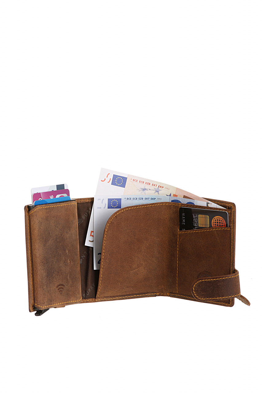 Vintage original RFID card slider zip brown