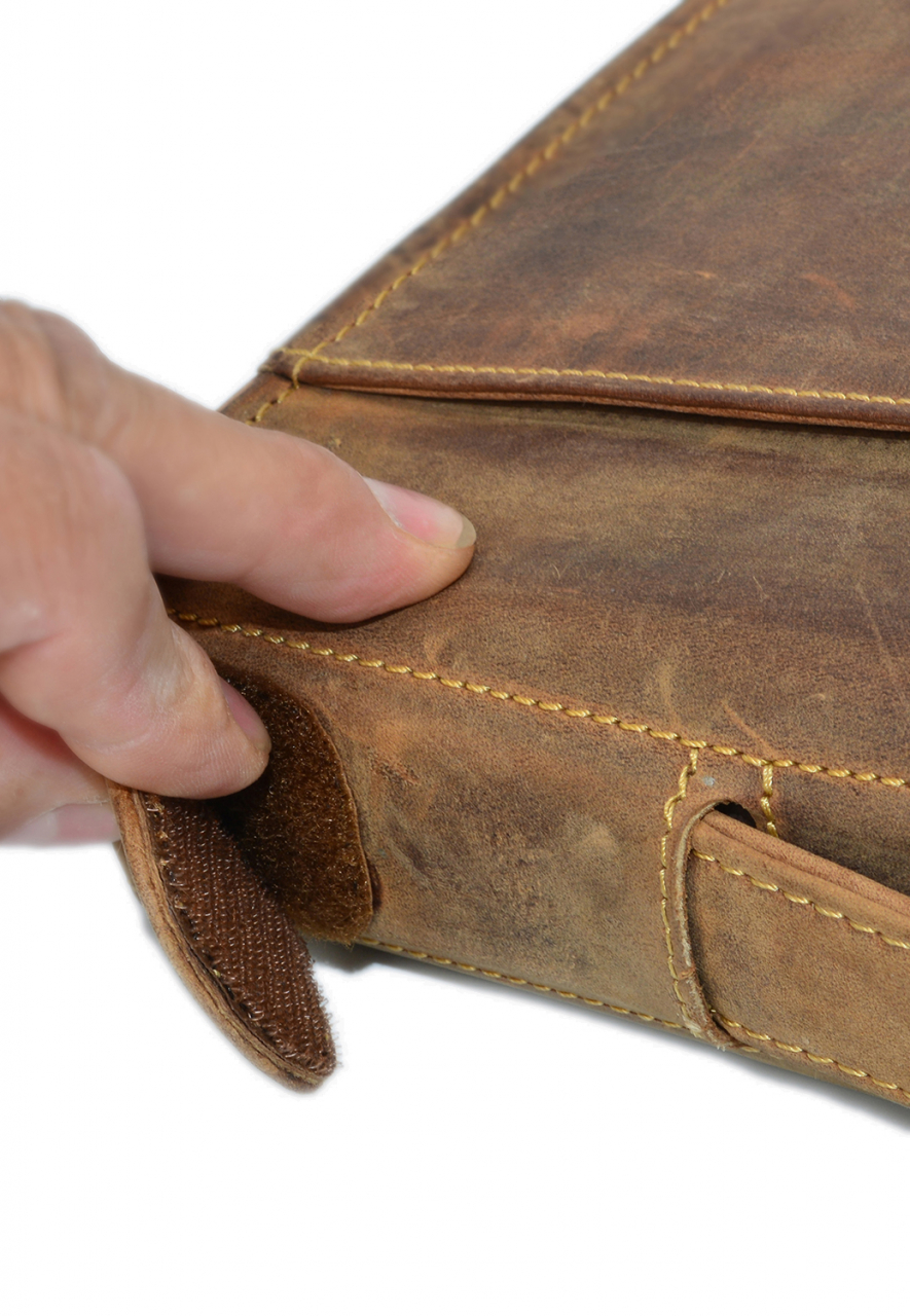 Vintage-Leder A4-Schreibmappe mit Ringmechanik 35mm, braun