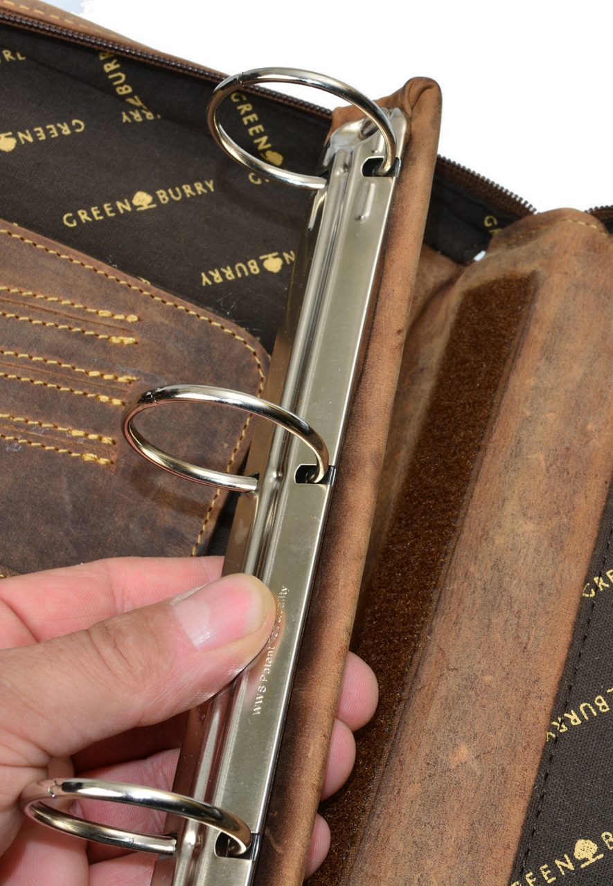 Vintage-Leder A4-Schreibmappe mit Ringmechanik 35mm, braun