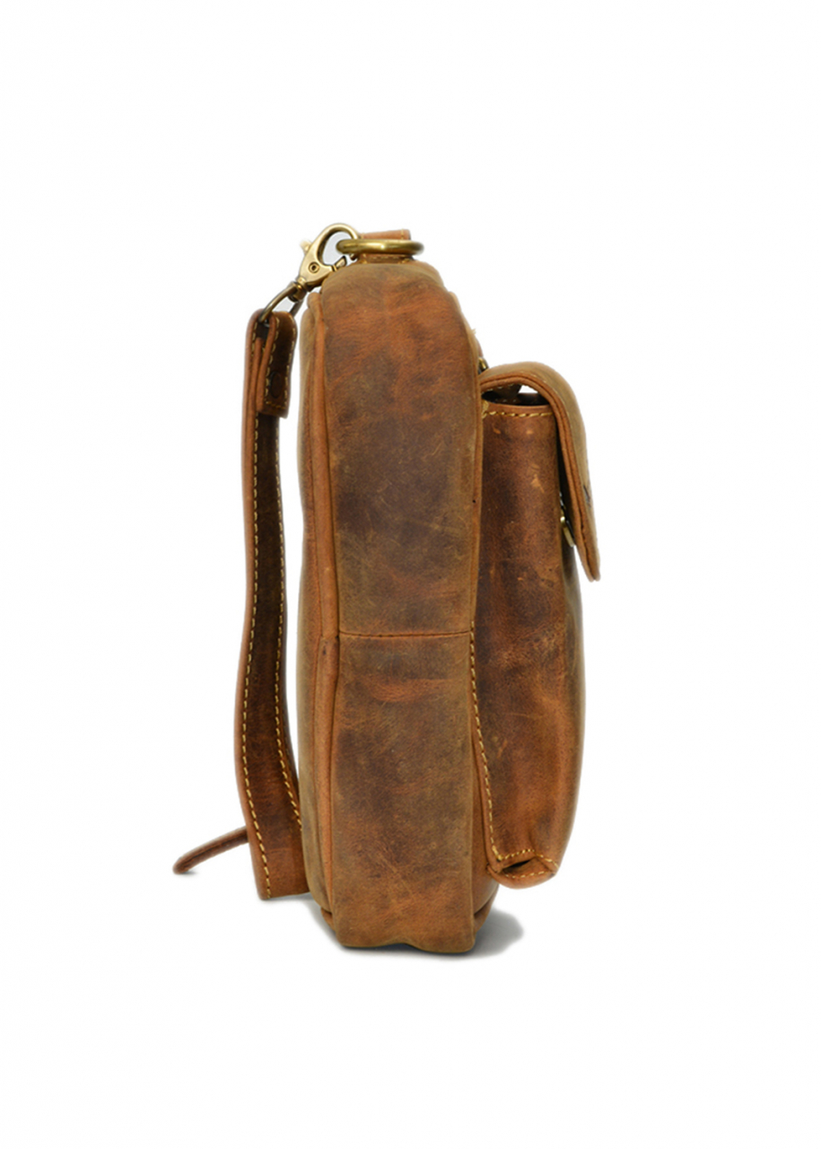 Vintage-Leder Handgelenktasche, braun