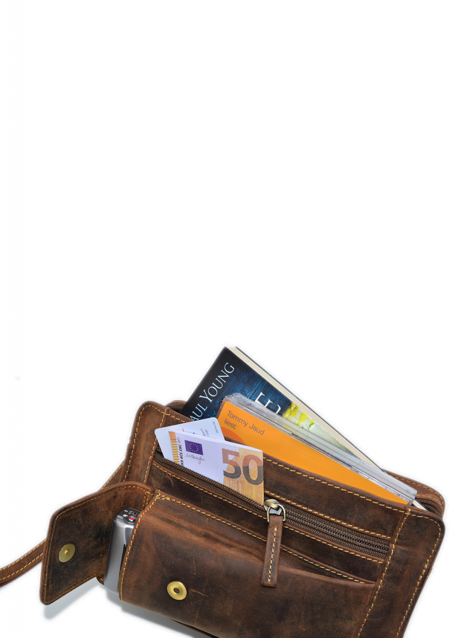 Vintage-Leder Handgelenktasche, braun