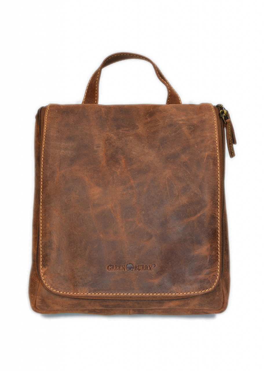 Vintage-Leder Hänge-Kulturtasche, braun