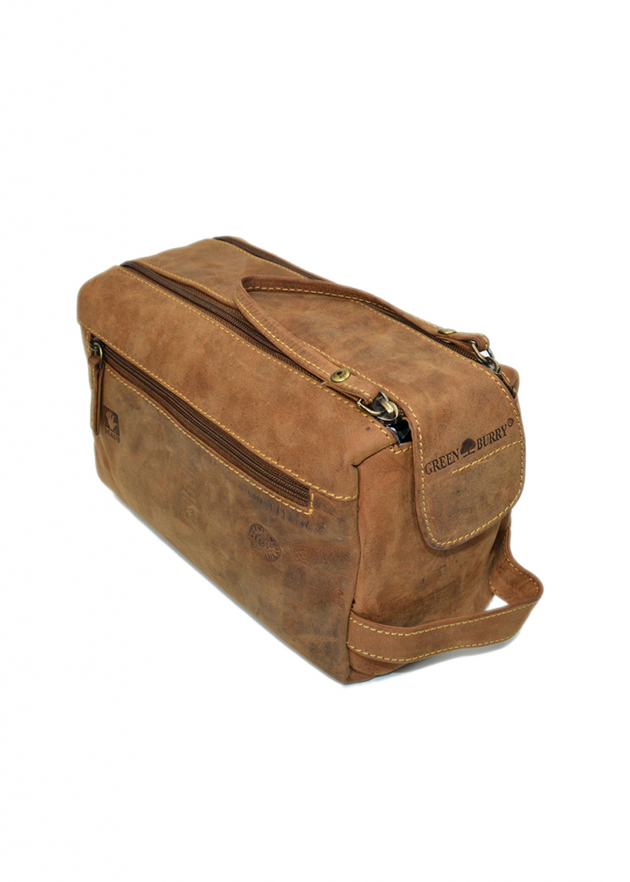 Vintage-Leder Kulturtasche braun