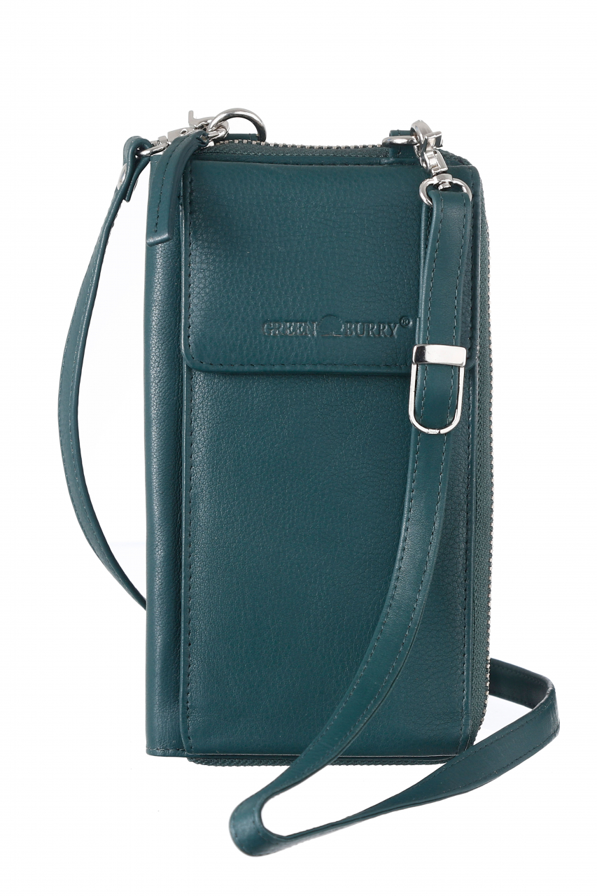 Nappa Mobil/Börse/Bag RFID Leder tannengrün