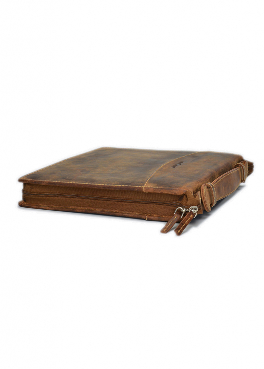 Vintage-Leder A4-Schreibmappe mit Ringmechanik, braun