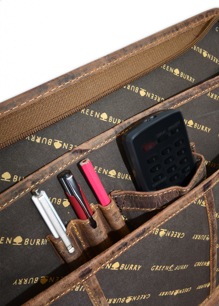 Vintage-Leder A4-Schreibmappe mit Ringmechanik, braun