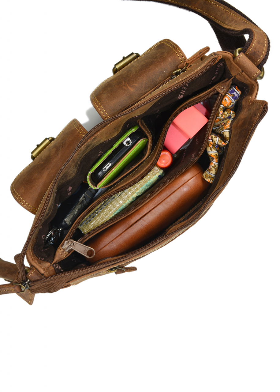 Vintage-Leder Umhängetasche braun