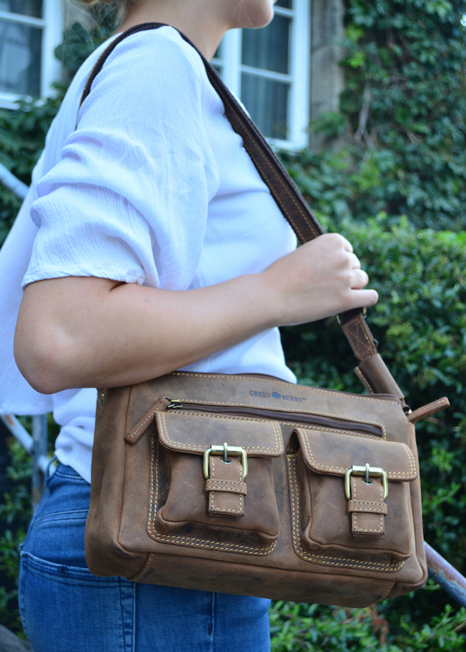 Vintage-Leder Umhängetasche braun