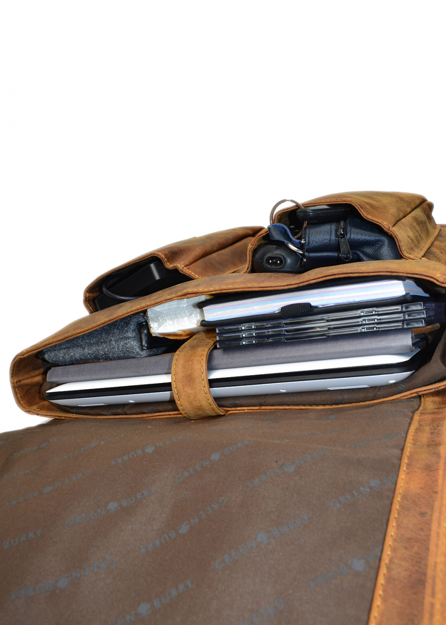 Vintage-Leder Business-Umhängetasche, braun