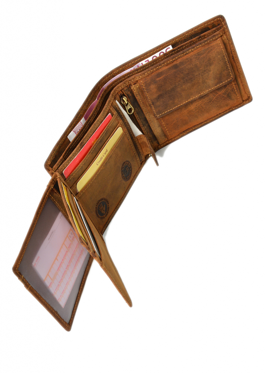 Vintage Geldbörse RFID Querformat Leder braun
