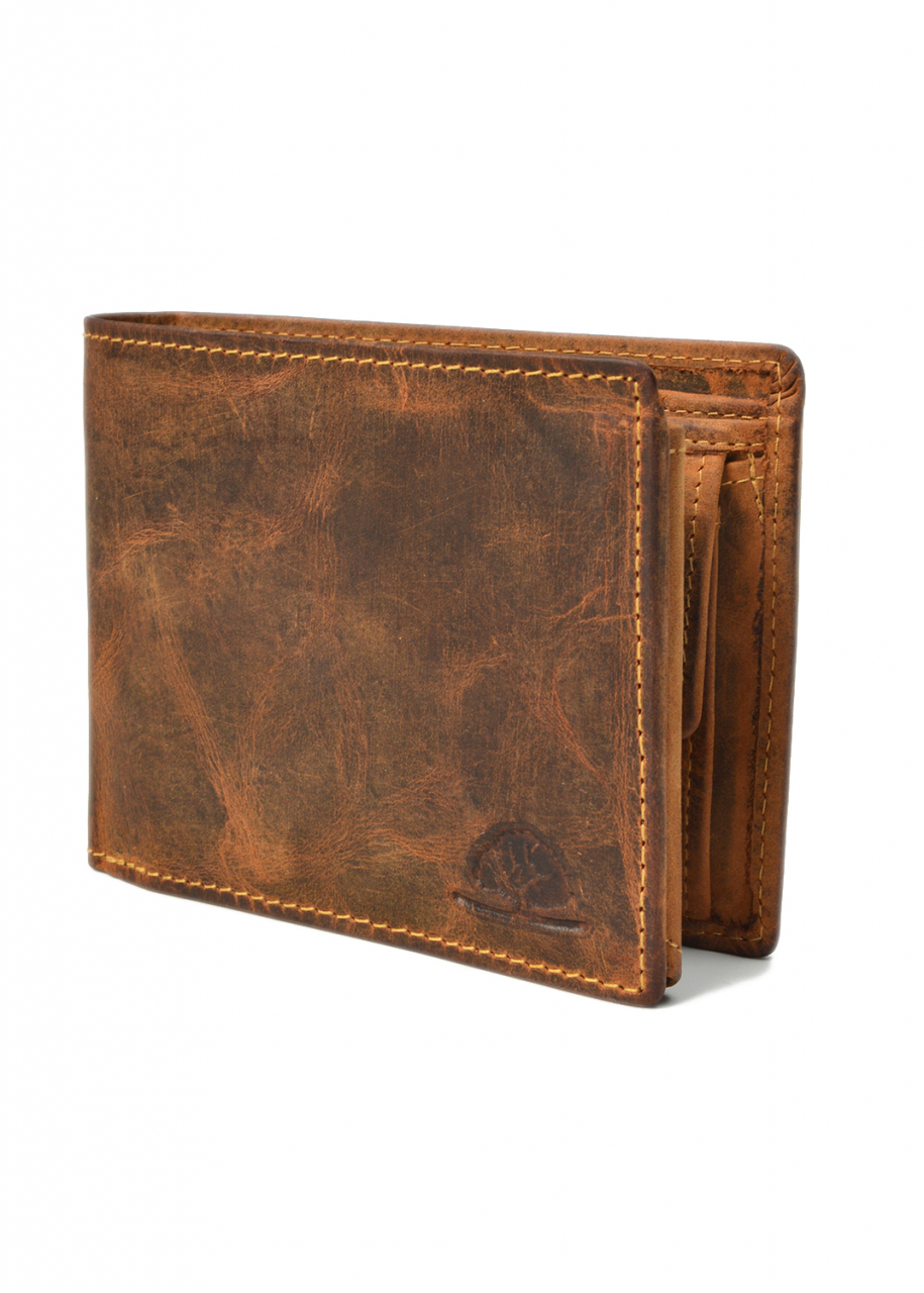 Vintage Geldbörse RFID Querformat Leder braun