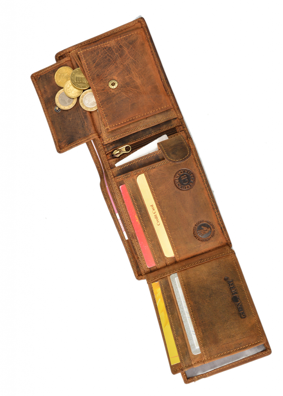 Vintage Geldbörse RFID Querformat Leder braun