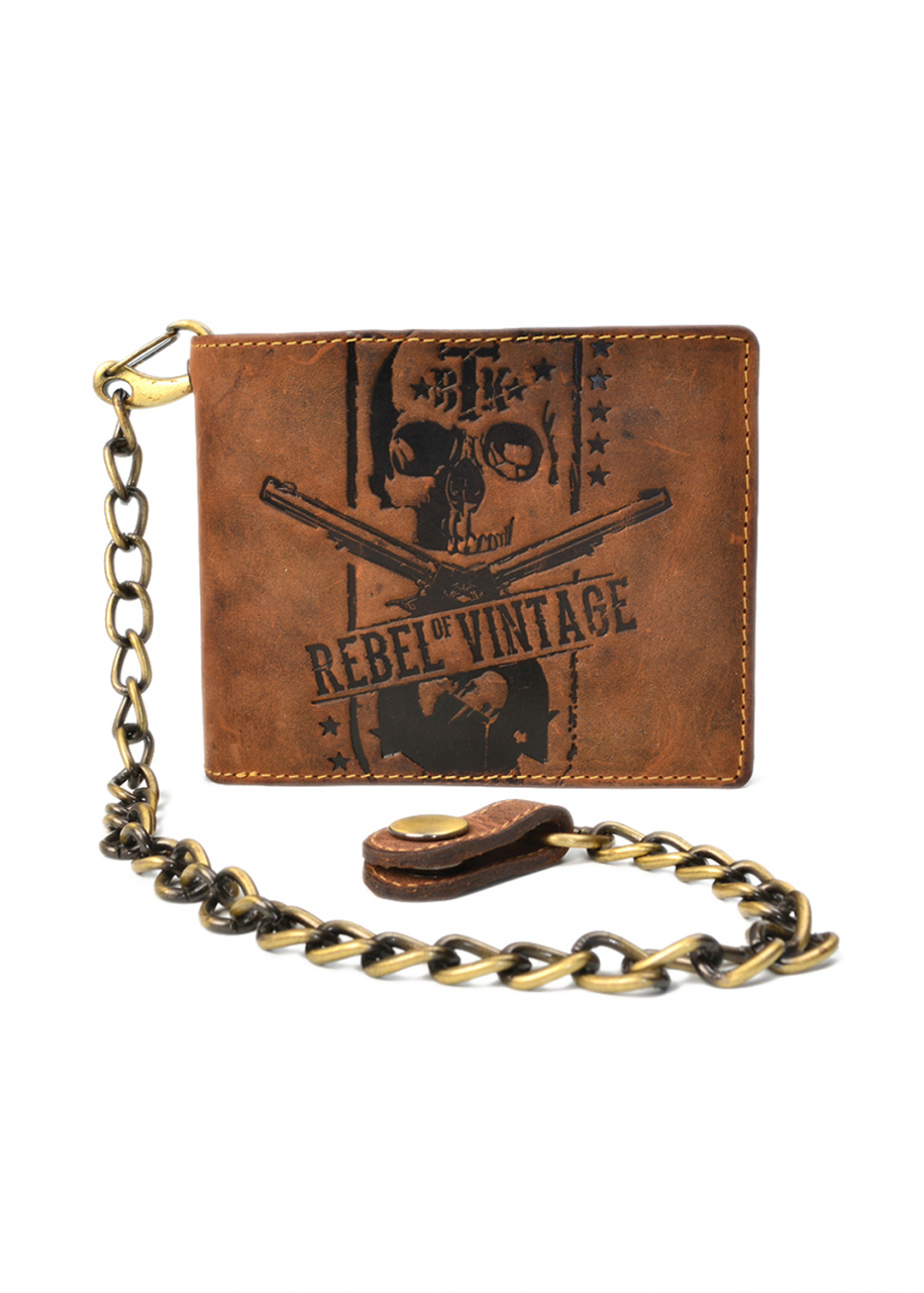 Vintage Rebel-Skull wallet Scheintasche Leder