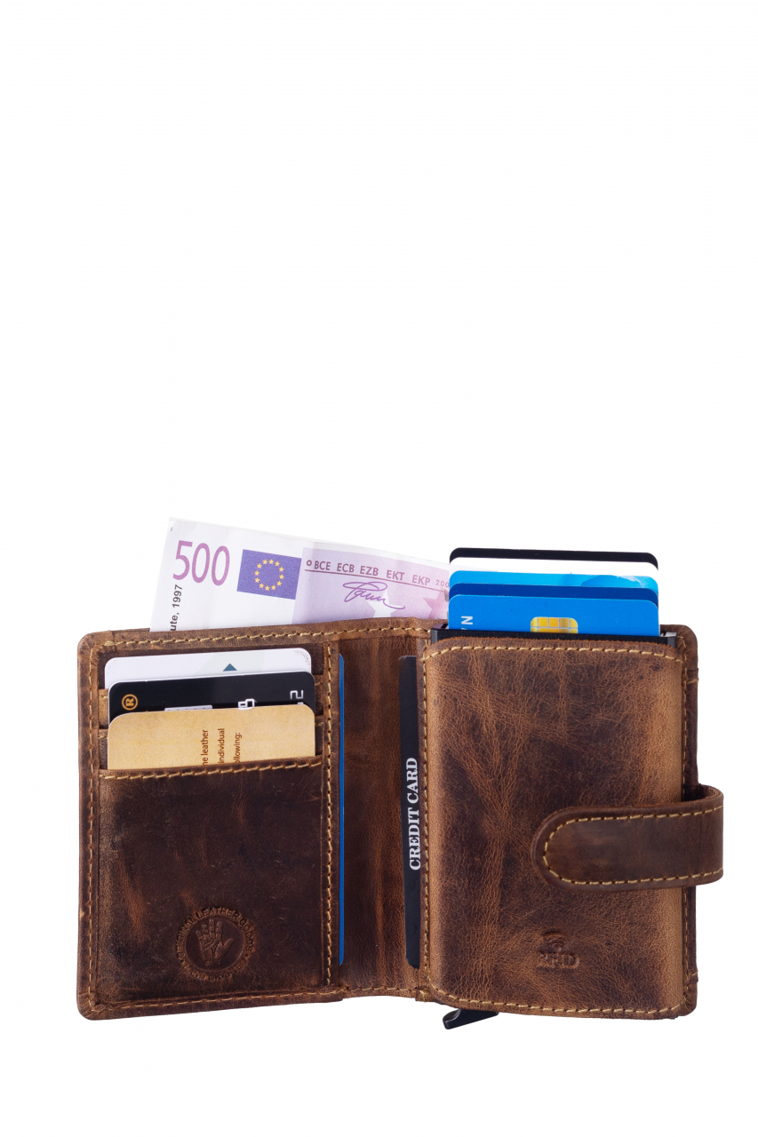 Vintage original RFID card slider coin brown