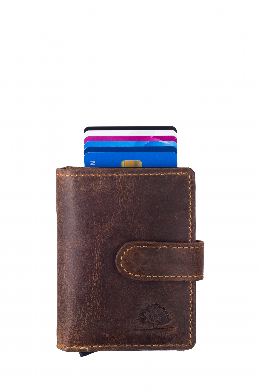 Vintage original RFID card slider coin brown