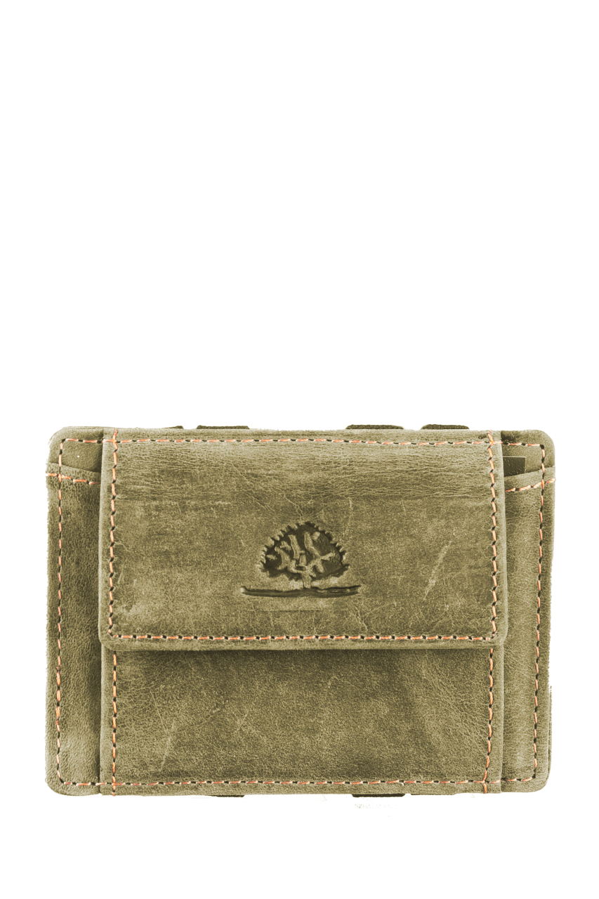 Vintage magic wallet coinpocket RFID bottle green
