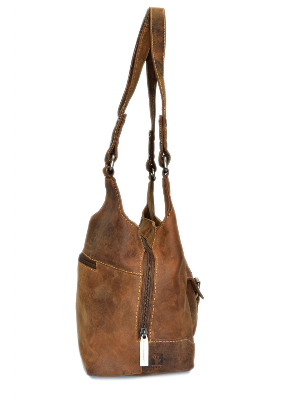 Vintage-Leder Shopper-Handtasche braun