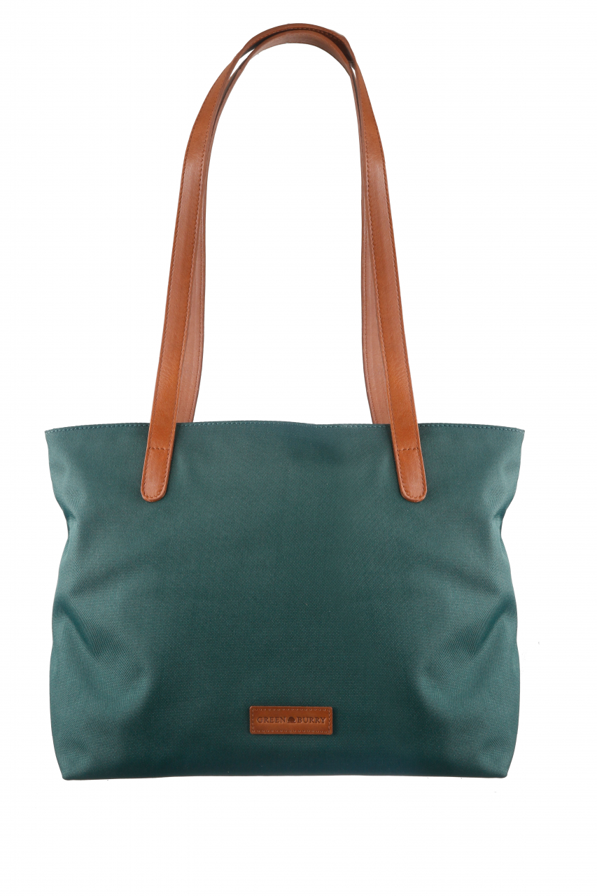 Nylon/Naturleder Shopper Diana grün